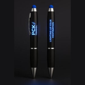 PCK Travel Gear – LED Pen (Black/BLK Ink/LED Blue Logo)