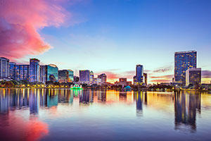 Orlando Florida skyline at sunset