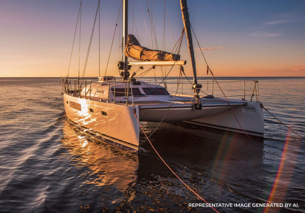 A luxury sailboat gliding through calm turquoise waters near Key West.
