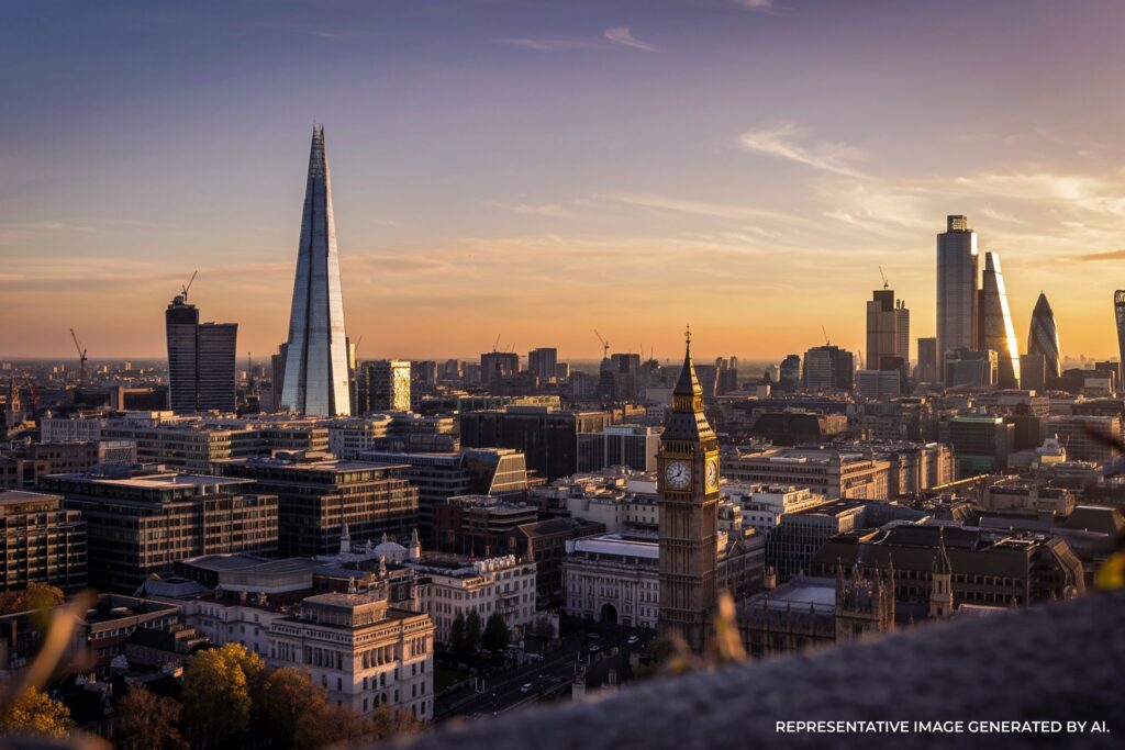 London skyline featuring The Shard at dusk