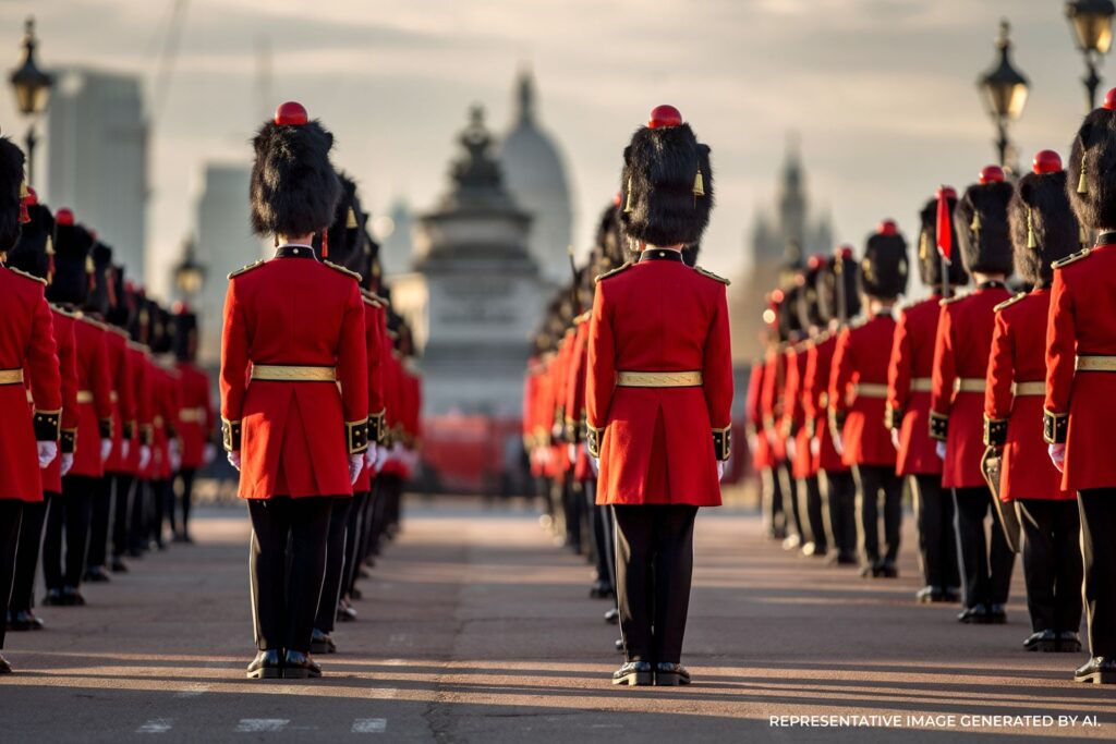 Royal guards marching in London