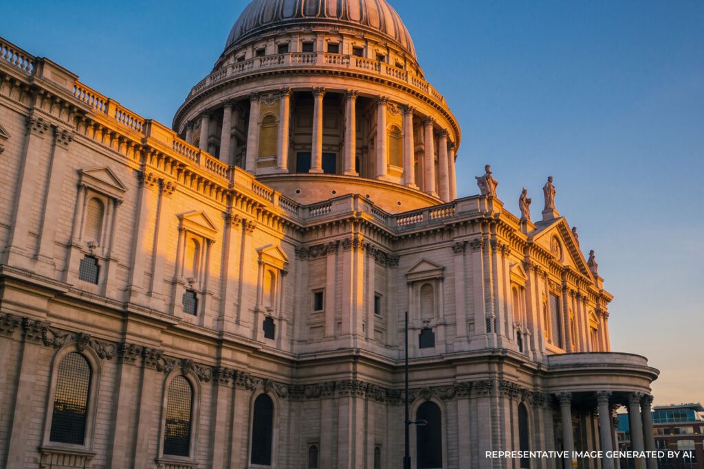 St Paul’s Cathedral dome with warm evening light