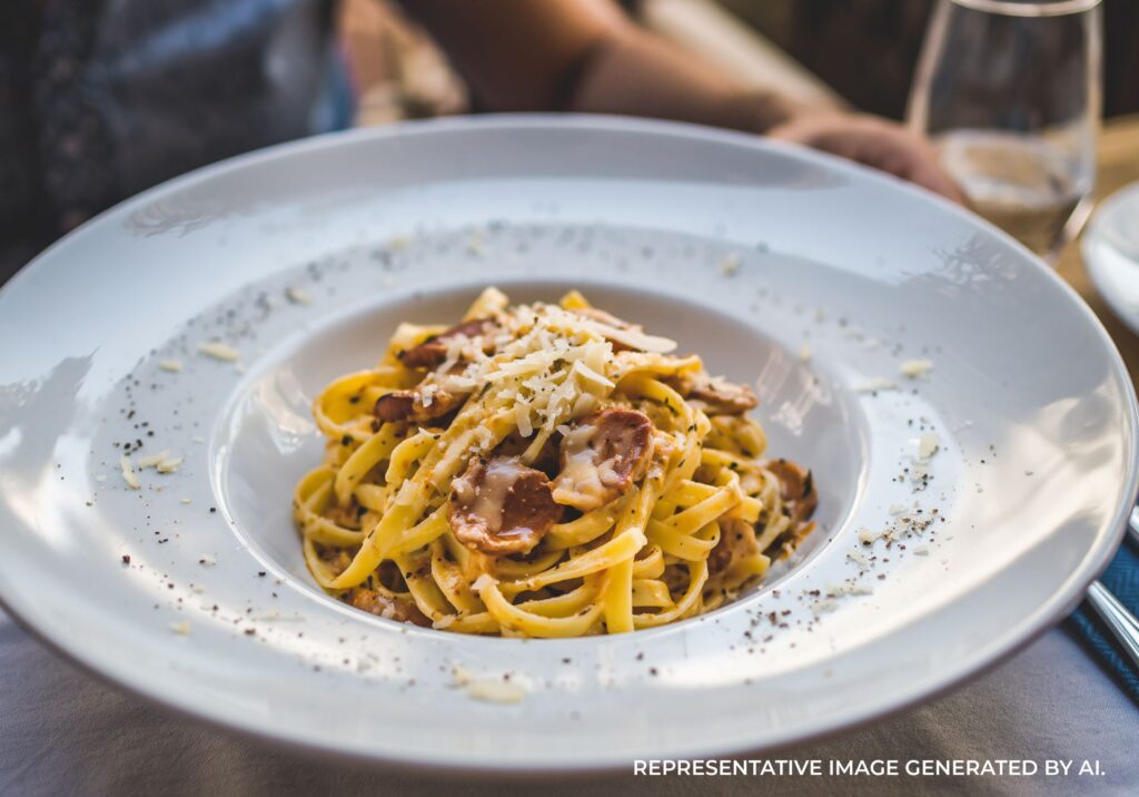 Spaghetti carbonara dish in Rome, Italy