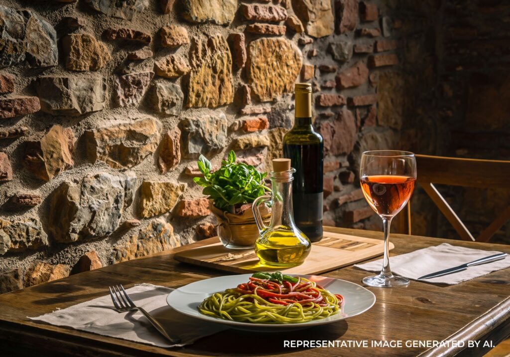 Italian dining in rustic setting in Rome, Italy