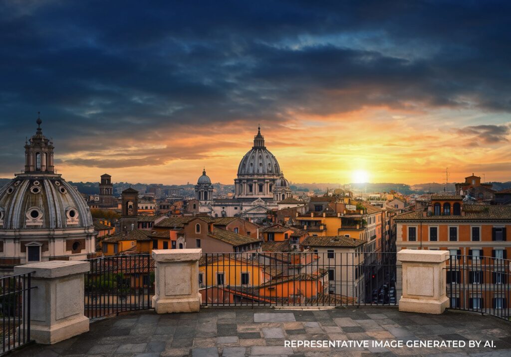 Sunset over Vatican City in Rome, Italy