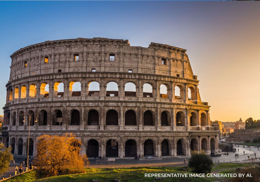 Colosseum at golden hour in Rome, Italy