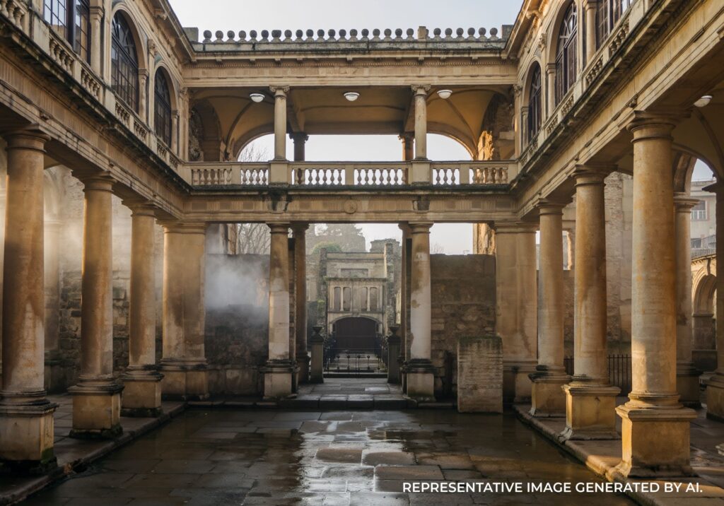 Historic Roman bath interior in Rome, Italy