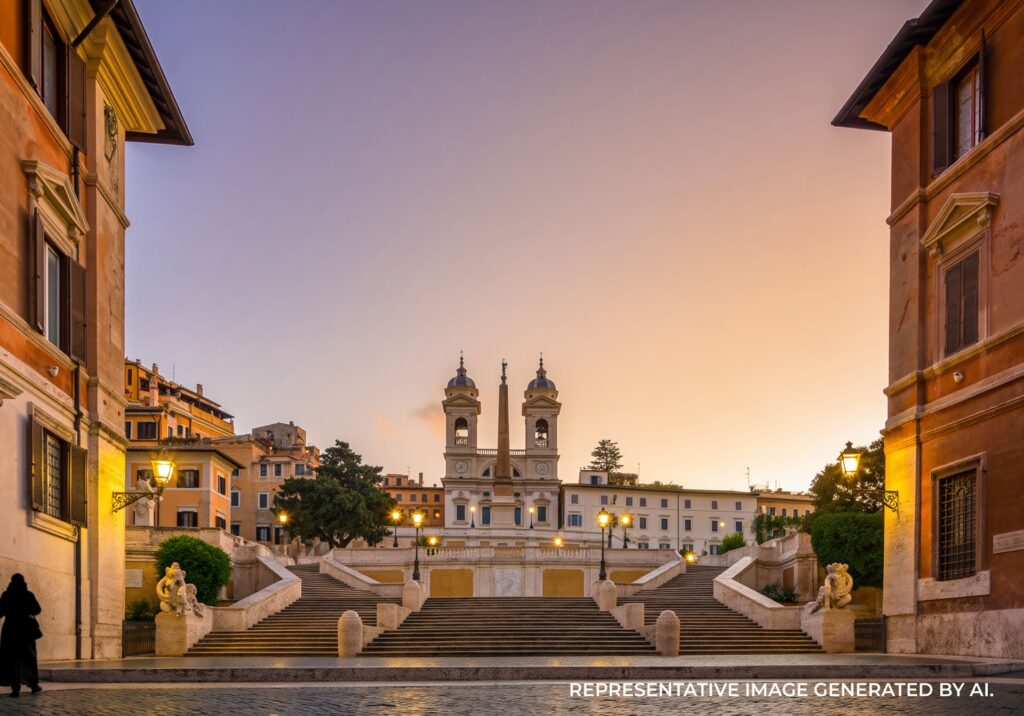 Spanish Steps at sunrise in Rome, Italy