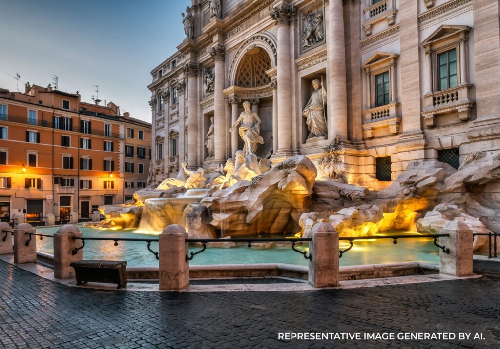 Trevi Fountain sculptures in Rome, Italy