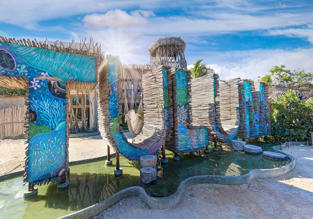 Big Letters Tulum near tourist attractions and local cenotes representing the name of the city.