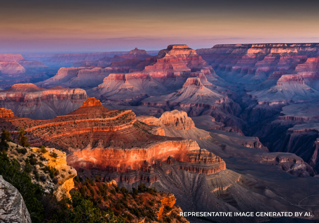Panoramic view of the Grand Canyon at Sunset