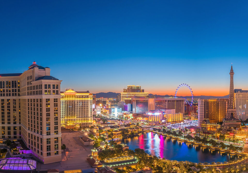 Aerial view of Las Vegas strip in Nevada USA