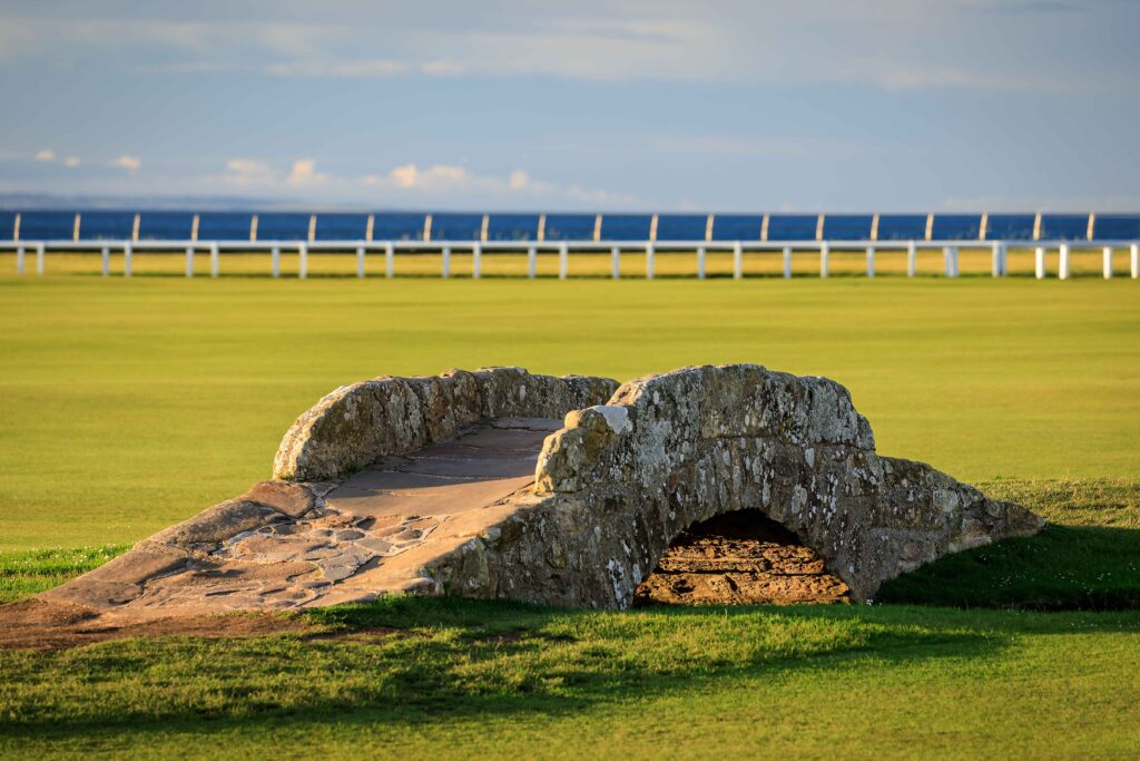 Swilcan Bridge on the Old Course at St. Andrews, one of golf’s most iconic landmarks.