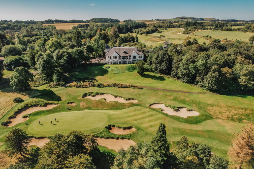 Craigtoun Course clubhouse at St. Andrews surrounded by parkland-style golf course.