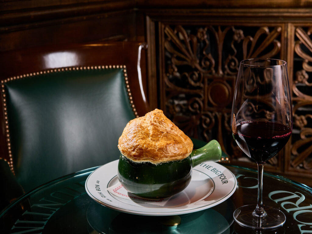 Chicken pot pie served at The Huntington Hotel restaurant