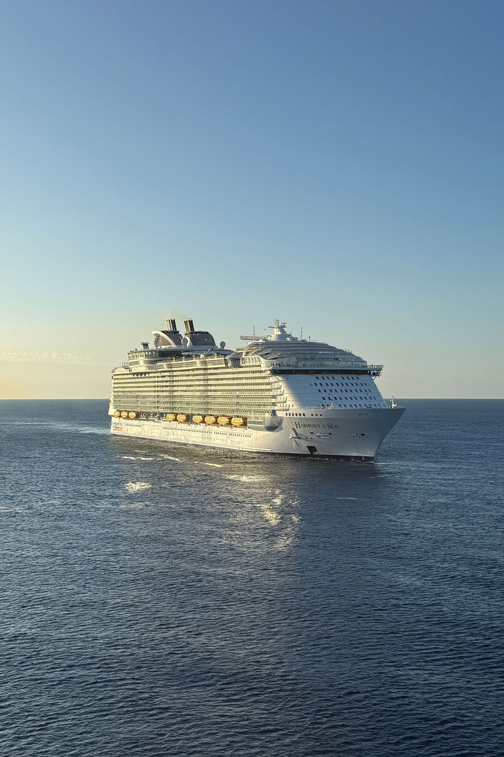 Cruise ship sailing across calm ocean waters during daylight